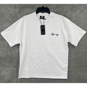 Amicci London Key Rubber Logo Heavyweight Oversized T-Shirt Men's S White NWT